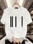 Baskılı Oversize Bisiklet Yaka T-Shirt - Beyaz 1