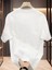 Baskılı Oversize Bisiklet Yaka T-Shirt - Beyaz 2