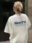 Baskılı Oversize Bisiklet Yaka T-Shirt - Beyaz 1