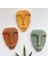 El Yapımı Taş Heykel Soyut Yüz Maske 3'li Set, Modern Beton, Eskitme Taş Görünümlü Duvar Dekor 1