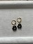 Minimal Gold Obsidyen Taşı Altın Kaplama Halka Küpe 1
