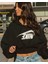 Sportswear Bol Kesimli Crop Fransız Havlu Kumaşı Kadın Kapüşonlu Sweatshirt 4