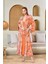 25557 Kadın Desenli Uzun Kimono Viskon Sabahlık 1