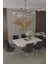 Parla Gümüs Serisi 80 x 130 Mdf Açılabilir Masa + 6 Adet Silinebilir Kumaş Sandalye Metal Ayak Masa Takımı 1