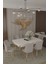 Parla Gold Serisi 80X130 Mdf Açılır Masa + 6 Adet Silinebilir Kumaş Krem Sandalye Metal Ayak Masa Takımı 1