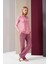 26008 With Love Always Kadın Patlı Çizgili Uzun Kollu Pijama Takım 3