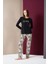 26020 Kadın Love Yourself Yuvarlak Yaka Leopar Desen Uzun Kol Pijama Takım 2