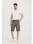 Erkek Slim Fit Keten Chino Şort 4