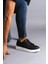 SLW151 Boost Bağcıklı Cilt Erkek Günlük Sneaker Ayakkabı Cbt - Siyah 1
