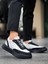 BA0354 Günlük Bağcıklı Erkek Beyaz Parçalı Siyah Yüksek Taban Spor Ayakkabı 2