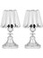 Taşlı Abajur 2'li Kristal Gövdeli Gümüş Salon Yatak Odası Abajur 1