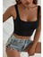Kadın Siyah Kalın Askılı Crop Top Büstiyer 2