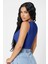 Kadın Lacivert Kare Yaka Crop Top Bluz 2
