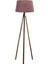 Oval 3 Ayak Tripod Lambader Abajur Köşe Lambası Ahşap Naturel 1