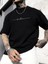 Baskılı Oversize Bisiklet Yaka T-Shirt - Siyah 1