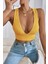 Kadın Sarı Çapraz Sırt Detaylı Şık Crop Top Büstiyer 4