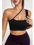 Kadın Siyah Tek Omuzlu Çapraz Askılı Crop Top Büstiyer 1