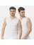Erkek Spor V Yaka Atlet (2'li Paket) 158/BEYAZ 2