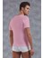 Erkek Modal Derin V Yaka Kısa Kol T Shirt 2820 Pembe 2