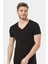 Erkek V Yaka Likralı T-Shirt 172/SIYAH 1