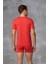Erkek Modal Derin V Yaka Kısa Kol T Shirt 2820 Kırmızı 2