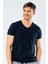 Erkek V Yaka Likralı T-Shirt 1332/LACIVERT 1