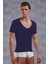 Erkek Modal Derin V Yaka Kısa Kol T Shirt 2820 Mor 1