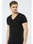 Erkek Derin V Yaka Likralı T-Shirt 1306/SIYAH 1