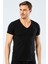 Erkek Derin V Yaka Likralı T-Shirt 1306/SIYAH 4