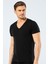 Erkek Derin V Yaka Likralı T-Shirt 1306/SIYAH 5
