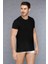 Siyah Erkek Micro Modal Düğmeli Yuvarlak Yaka Kısa Kol T Shirt 2565 1