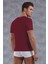 Erkek Modal Derin V Yaka Kısa Kol T Shirt 2820 Bordo 2