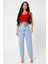 Kadın Kırmızı Kare Yaka Crop Top Bluz 3