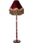 Bordo Gold Saçak Vintage Lambader Kumaş Kaplama Kahverengi Ahşap Ayak LM0124 1