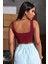 Kadın Bordo Kalın Askılı Crop Top Büstiyer 2