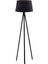 Oval 3 Ayak Tripod Lambader Abajur Köşe Lambası Ahşap Siyah 1