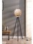 Lotus Metal Ayaklı Yerpuar Anahtarlı Ahşap Modern Tripod Üç Ayaklı Lambader Aydınlatma 3