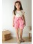 Bebe Yaka Nakış Işleme Kot Şortlu Kız Çocuk Alt Üst Takım Pembe - 9-10 Yaş 1