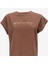D5SL-TST3571 Kahve Bisiklet Yaka Relaxed Baskılı Kadın T-Shirt 1