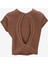 D5SL-TST3571 Kahve Bisiklet Yaka Relaxed Baskılı Kadın T-Shirt 2