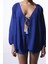 Lacivert Freya Crinckle Kısa Kol V Yaka Midi Kimono 4
