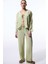 Açık Yeşil Mindy Bağlama Detaylı V Yaka Oversize Kimono 4