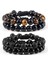 Mat Siyah Takım Sıcak ve Erkek Boncuklu Bilezikler Kaplan Gözü Lava Doğal Taş Oniks Boncuklu Çift Mesafe Bilezikleri Kadınlar Takı Pulseras (Yurt Dışından) 2