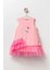 Kuğulu Tüllü Kız Çocuk Asterlı elbise - Pembe 1