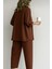 Kahverengi Keten Gömlek Alt Üst Takım 2