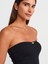 31557 Gül Detaylı Straplez Top-Siyah 3