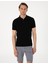 Erkek Siyah Slim Fit Polo Yaka Triko Tişört 50305976-VR046 1