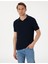 Erkek Lacivert Slim Fit Polo Yaka Triko Tişört 50306123-VR033 1