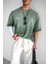 Erkek Renk Geçişli Baskılı Oversize Yıkamalı T-Shirt Yeşil 2
