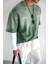 Erkek Renk Geçişli Baskılı Oversize Yıkamalı T-Shirt Yeşil 3